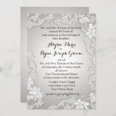 ヴィンテージフローラ銀デザイン 招待状 (正面/裏面)