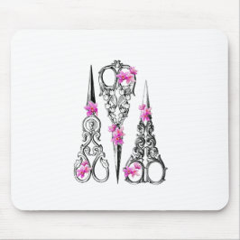 ヴィンテージフローラ鋏の美容師 マウスパッド