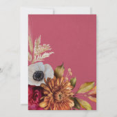 ヴィンテージフローラ錆と明るい赤紫色結婚式招待状 招待状 (裏面)