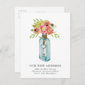 ヴィンテージフローラ鍵 |引っ越しのお知らせ ポストカード (正面/裏面)
