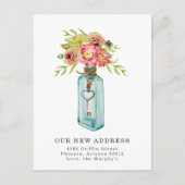 ヴィンテージフローラ鍵 |引っ越しのお知らせ ポストカード (正面)