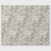 ヴィンテージフローラ開花とトンボ ラッピングペーパー (フラット)