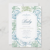 ヴィンテージフローラ陳腐な赤ちゃんシャワー 招待状 (正面)