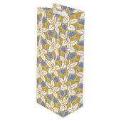 ヴィンテージフローラ青と黄色のヨンクイル模様 ワインギフトバッグ (正面アングル)