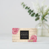 ヴィンテージフローラ音楽ノートメイクアーティストヘアサロン 名刺 (スタンド正面)