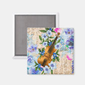 ヴィンテージフローラ音楽バイオリン マグネット (正面/裏面)