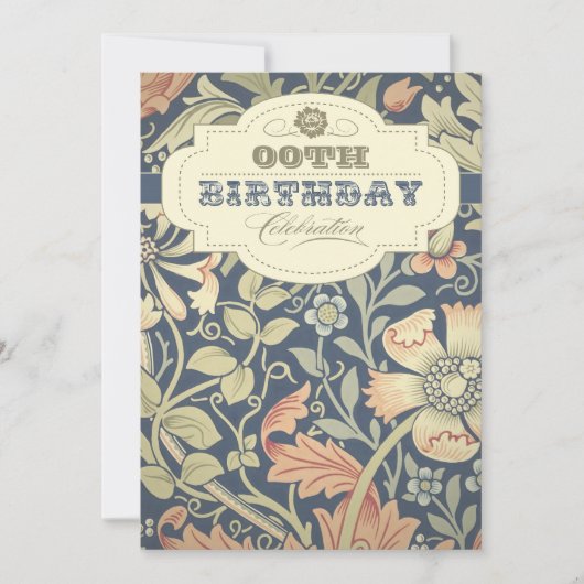 ヴィンテージフローラ類型デザイン誕生日招待状 招待状 (正面)