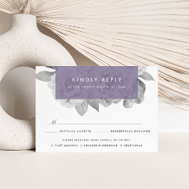 ヴィンテージフローラ食事の選択RSVPカード |バイオレット 出欠カード