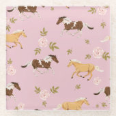 ヴィンテージフローラ馬模様 ガラスコースター (正面)