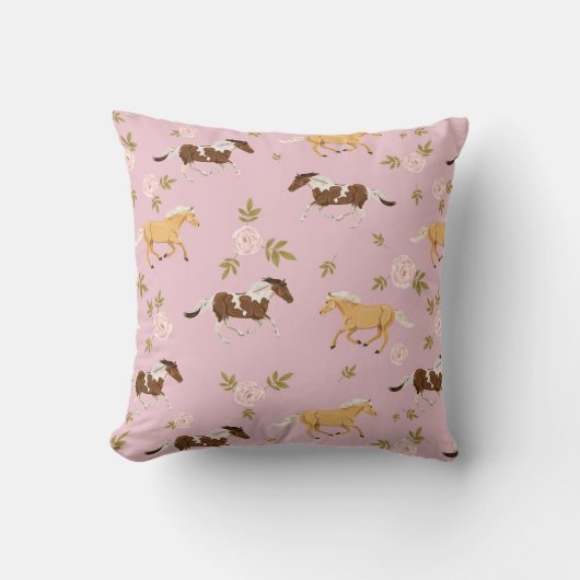 ヴィンテージフローラ馬模様 クッション (正面)