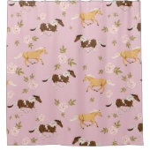 ヴィンテージフローラ馬模様 シャワーカーテン (正面)