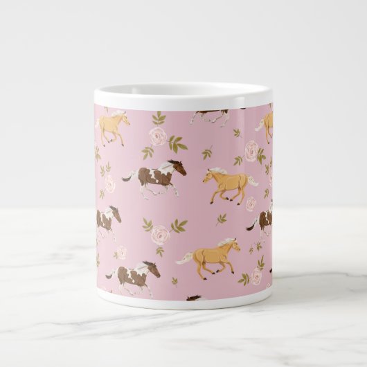 ヴィンテージフローラ馬模様 ジャンボコーヒーマグカップ (正面)