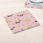 ヴィンテージフローラ馬模様 スクエアペーパーコースター (アングル)
