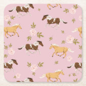 ヴィンテージフローラ馬模様 スクエアペーパーコースター (正面)