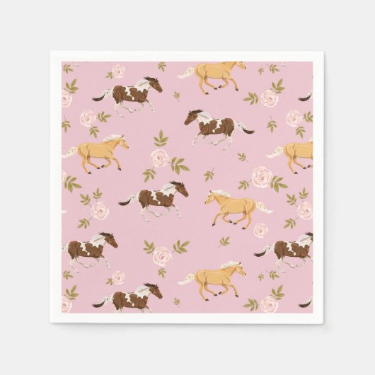 ヴィンテージフローラ馬模様 スタンダードカクテルナプキン (正面)