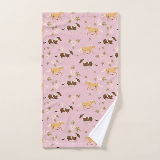 ヴィンテージフローラ馬模様 バスタオルセット (ハンドタオル)