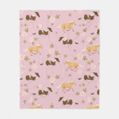 ヴィンテージフローラ馬模様 フリースブランケット (正面)