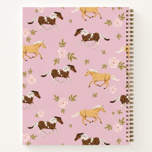 ヴィンテージフローラ馬模様 |名前の追加 ノートブック (裏面)