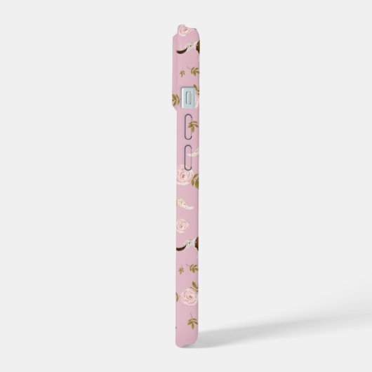 ヴィンテージフローラ馬模様 iPhone 15ケース (左側面)