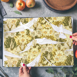 ヴィンテージフローラ鳥の緑の黄色の新しいパターン ラッピングペーパーシート