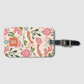 ヴィンテージフローラ鳥類の植物模様モノグラム ラゲッジタグ (正面横)