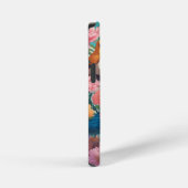 ヴィンテージフローラ鳥類の植物模様モノグラム iPhoneケース (右側面)