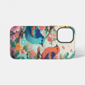 ヴィンテージフローラ鳥類の植物模様モノグラム iPhoneケース (裏面横)