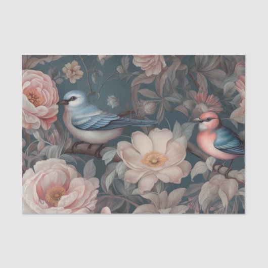 ヴィンテージフローラ鳥 薄葉紙 (正面)