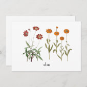 ヴィンテージフローラ10月誕生モノグラムの月 ノートカード (正面/裏面)