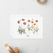 ヴィンテージフローラ10月誕生モノグラムの月 ノートカード (正面/裏面インサイチュ)