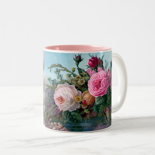 ヴィンテージフローラ2音式コーヒーマグ ツートーンマグカップ (正面右)