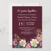 ヴィンテージフローラ40th Ruby結婚の記念日 招待状 (正面)
