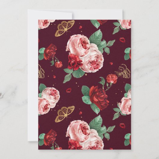 ヴィンテージフローラ40th Ruby結婚の記念日 招待状 (裏面)