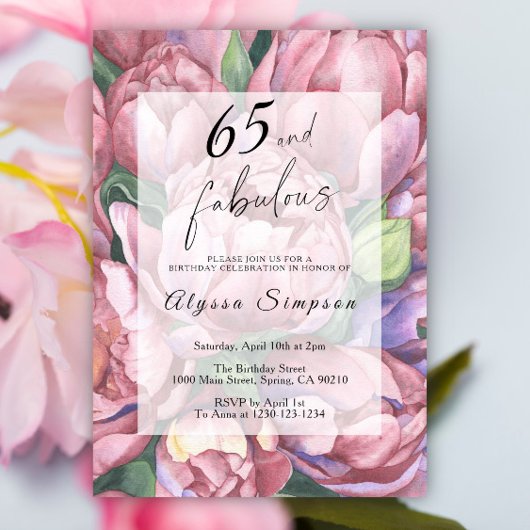ヴィンテージフローラ65th誕生日パーティーへの招待 招待状