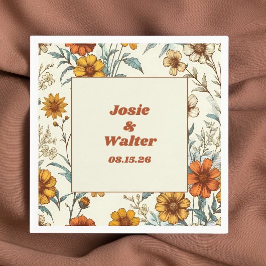 ヴィンテージフローラ70インスパイアsタイムレ結婚ス スタンダードカクテルナプキン