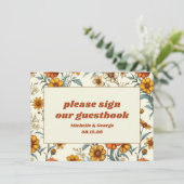ヴィンテージフローラ70sタイムレス結婚のゲストブックサイン (スタンド正面)