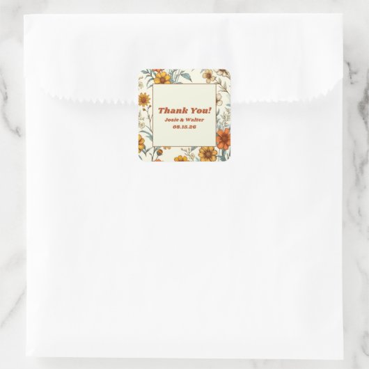 ヴィンテージフローラ70sタイムレス結婚ズ・サンキュー スクエアシール (バッグ)