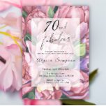 ヴィンテージフローラ70th誕生日パーティーへの招待 招待状<br><div class="desc">エレガントヴィンテージ70th birthday party invitation feat "70 & Fabulous"スクリプトと水の色の牡丹スタイリッシュ(牡丹バラ).</div>