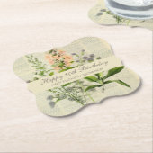 ヴィンテージフローラ80誕生日 ペーパーコースター (アングル)