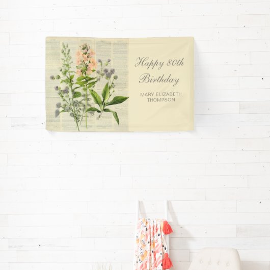 ヴィンテージフローラ80誕生日 横断幕 (インサイチュ)