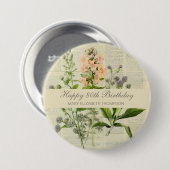 ヴィンテージフローラ80誕生日 缶バッジ (正面&裏面)