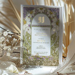 ヴィンテージフローラ90thバースデーパーティーフォイルアクセント 箔招待状<br><div class="desc">この祝絶妙なヴィンテージフローラパーティの招待状とスタイルで90歳の誕生日。緑、白、ラベンダーの色合いの複雑なフローラデザインを美しくブレンドしたエレガンスと洗練されたtouchを加えた豪華な金ゴールドフォイルのアクセントで飾られている。詳細なアートワークとクラシックフォントは、このような重要なマイルストーンを賞賛するのに最適な、時代を超えた思い出に残る印象を作成する。紙に印刷高品質され、この招待はあなたの特別なお祝いのためのすべての重要な詳細を含むようにカスタマイズ可能である。誕生日パーティーに最適フォーマルな、この招待はゲストを魅了し、忘れられないイベントのトーンを設定する。</div>