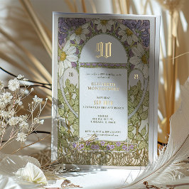 ヴィンテージフローラ90thバースデーパーティーフォイルアクセント 箔招待状