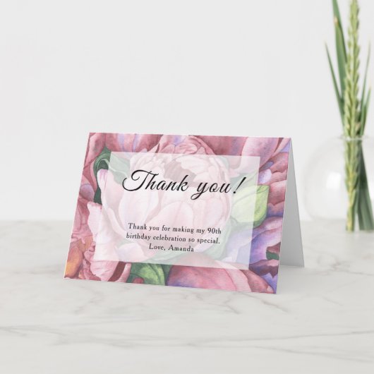 ヴィンテージフローラ90th誕生日パーティー サンキューカード (正面)