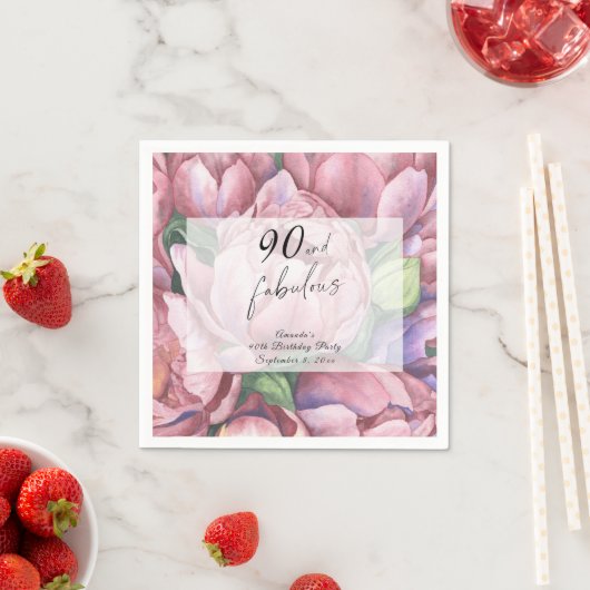 ヴィンテージフローラ90th誕生日パーティー スタンダードカクテルナプキン (インサイチュ)