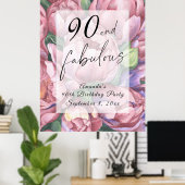 ヴィンテージフローラ90th誕生日パーティー ポスター (ホームオフィス)