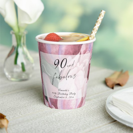 ヴィンテージフローラ90th誕生日パーティー 紙コップ (インサイチュ)