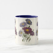 ヴィンテージフローラ、アンティーク紫アスター花 マグカップ (中央)