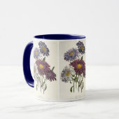 ヴィンテージフローラ、アンティーク紫アスター花 マグカップ (正面左)