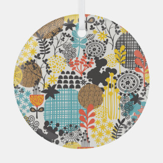 ヴィンテージフローラ：シームレスグラスバックグラウンド ガラスオーナメント